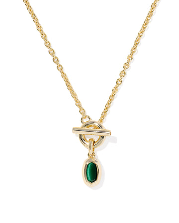 Kendra Scott Mini Elisa Toggle Pendant- Goldtone with Green Tigers Eye